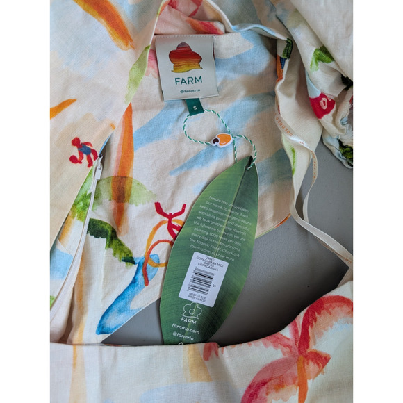 NWT Farm Rio Copacabana Linen Blend Cutout Midi Dress size S #1F460 - Picture 9 of 13